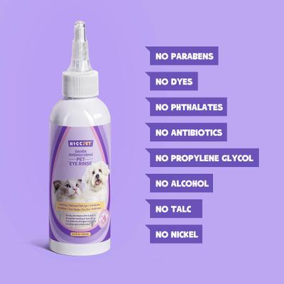 Bundle: HICC PET Gentle Antimicrobial Eye Rinse, 5.1-fl oz bottle + Hypoallergenic Dog & Cat Eye Wipes, 100 count