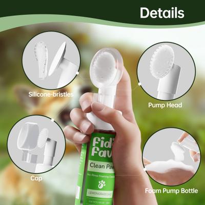 Limpiador espumoso para patas de perro sin enjuague con limoncillo y salvia, botella de 5 onzas líquidas