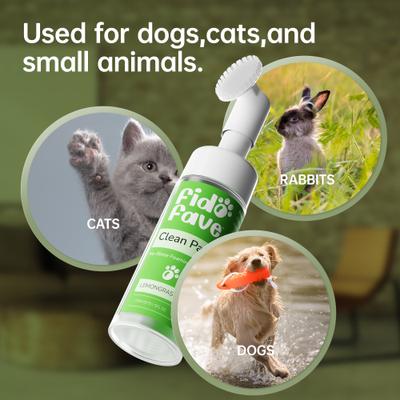 Limpiador espumoso para patas de perro sin enjuague con limoncillo y salvia, botella de 5 onzas líquidas