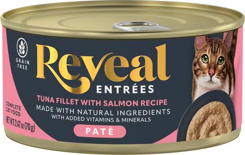 Entrees Tuna Fillet with Salmon in Broth Pate Recipe Grain-Free Wet Cat Food, 2.47-oz can, case of 5