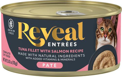 Entrees Tuna Fillet with Salmon in Broth Pate Recipe Grain-Free Wet Cat Food, 2.47-oz can, case of 5
