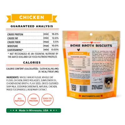 Galletas de caldo de hueso de pollo, premios crujientes naturales para perros con ingredientes limitados, bolsa de 8 oz