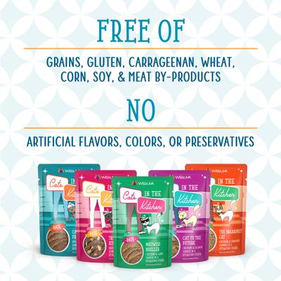 Cats in the Kitchen The Karate Kitty with Beef & Salmon Grain-Free Cat Food Pouches, 3-oz pouch, case of 12