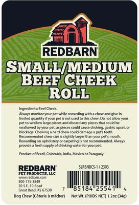 Beef Cheek Roll Dog Chew, Small/Medium