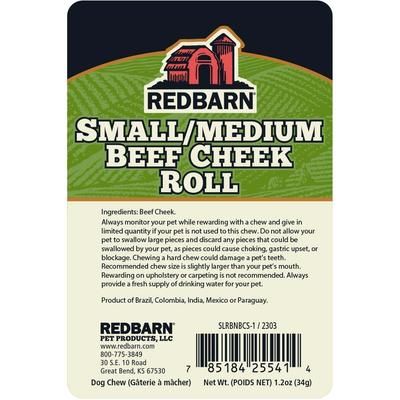 Rollito de mejilla de res masticable para perros, tamaño pequeño/mediano