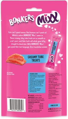 Bundle: Bonkers Mixx Tender Chicken Flavor Grain-Free Lickable Treats, 0.4-oz pouch, 4 count + Salmon Grain-Free Lickable Treats, 0.4-oz pouch, 4 count + Tuna Grain-Free Lickable Cat Treats, 1.94-oz bag, 4 count