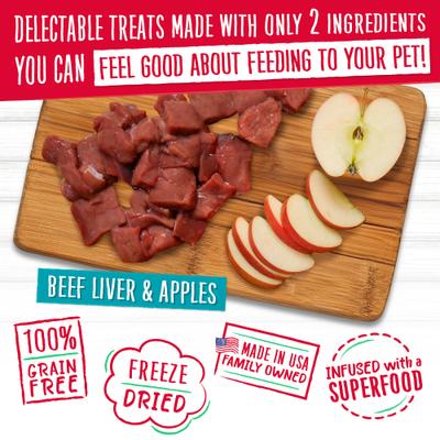 Meaty Bites Beef Liver & Apples Grain-Free Freeze-Dried Dog Treats, 2.25-oz bag