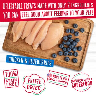 Meaty Bites Chicken & Blueberries Grain-Free Freeze-Dried Dog Treats, 2.25-oz bag