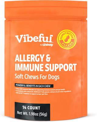 Bundle: Vibeful Favorites Bundle – Allergy & Multivitamin Support Peanut Butter & Chicken Dog Soft Chew Supplements, 28 count