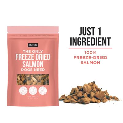 Golosinas de salmón liofilizado para perros y gatos, bolsa de 3 oz