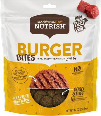 Bundle: Rachael Ray Nutrish Burger Bites, Beef Burger with Bison + Soup Bones Beef & Barley Flavor Dog Treats