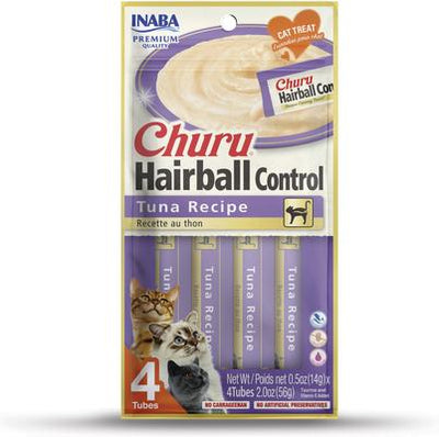 Bundle: Inaba Churu Tuna Creamy Puree + Hairball Control Chicken Recipe Lickable Cat Treats