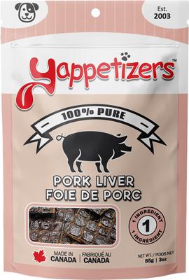 Premios deshidratados de hígado de cerdo para perros, ricos en proteínas y sin cereales, bolsa de 3 oz