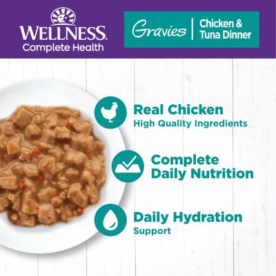 Complete Health Natural Grain-Free Gravies Tuna & Chicken Dinner Canned Cat Food, 3-oz, case of 12