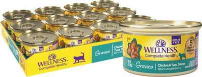 Complete Health Natural Grain-Free Gravies Tuna & Chicken Dinner Canned Cat Food, 3-oz, case of 12