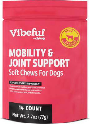 Bundle: Vibeful Favorites Bundle – Mobility & Calming Support Beef & Peanut Butter Dog Soft Chew Supplements, 28 count