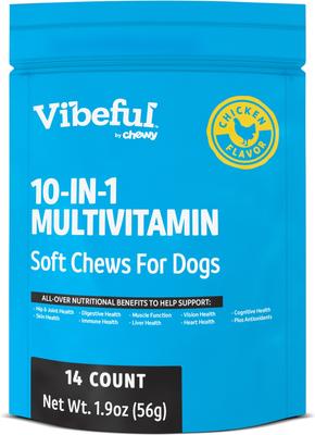 Bundle: Vibeful Favorites - Mobility, Multivitamin & Allergy Beef, Chicken, & Peanut Butter Dog Soft Chew Supplements, 42 count bundle
