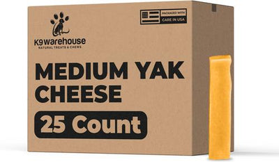 Yak Chews - Golosinas masticables del Himalaya para perros medianos, 25 unidades