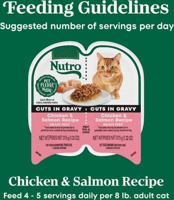Perfect Portions Grain-Free Cuts in Gravy Chicken & Salmon Recipe Cat Food Trays, 2.65-oz, case of 24 twin-packs