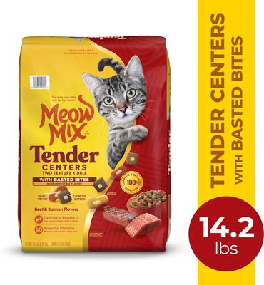 Tender Centers Basted Bites Beef & Salmon Flavors Dry Cat Food, 14.2-lb bag