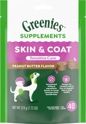 Skin & Coat Sensitive Care Peanut Butter Flavor Supplement for Dogs, 80 count