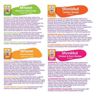 Appetizing Entrees Shredded Poultry Variety Pack Natural Grain-Free Mousse Wet Cat Food, 1.4-oz pouch, case of 8