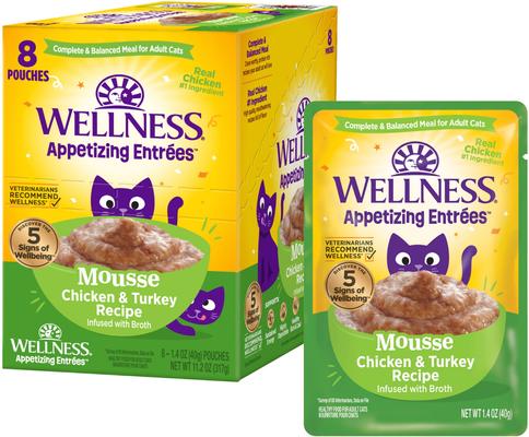 Appetizing Entrees Infused Chicken & Turkey Broth Natural Grain-Free Mousse Wet Cat Food, 1.4-oz pouch, case of 8