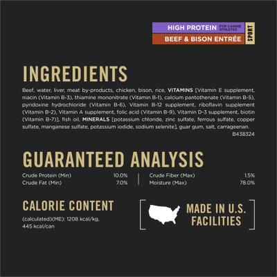 Sport High Protein Beef & Bison Entrée Wet Dog Food, 13-oz can, case of 12