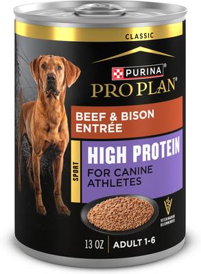 Comida húmeda para perros Sport High Protein Beef & Bison Entrée, lata de 13 oz, caja de 12