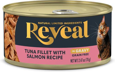 Natural Grain-Free Tuna with Salmon in Gravy Flavored Wet Cat Food, 2.47-oz can, case of 24