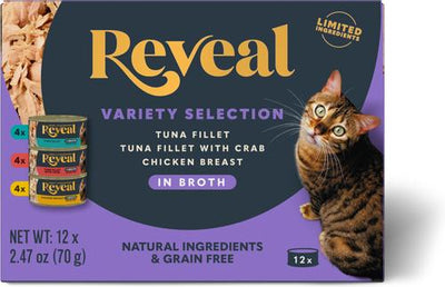 Bundle: Reveal Variety Fish & Chicken in Broth + Variety of Fish in Broth Flavored Wet Cat Food