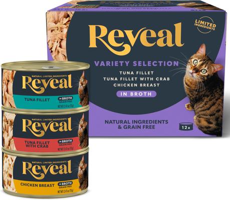 Bundle: Reveal Variety Fish & Chicken in Broth + Variety of Chicken in Broth Flavored Wet Cat Food