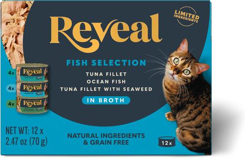 Bundle: Reveal Variety Fish & Chicken in Broth + Variety of Fish in Broth Flavored Wet Cat Food