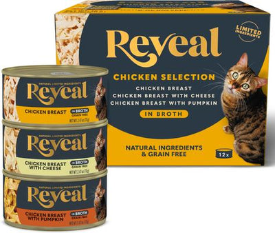 Natural Grain-Free Variety of Chicken in Broth Flavored Wet Cat Food, 2.47-oz can, case of 12