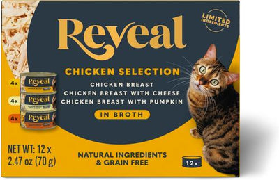 Natural Grain-Free Variety of Chicken in Broth Flavored Wet Cat Food, 2.47-oz can, case of 12