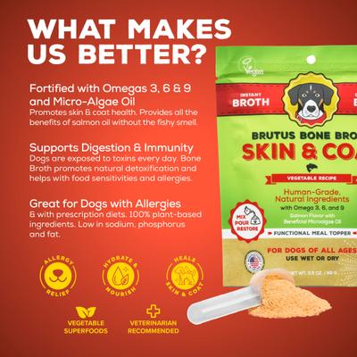 Skin & Coat Vegetable Broth Powder with Omega 3-6-9 Grain-Free Dog Food Topper, 3.5-oz pouch
