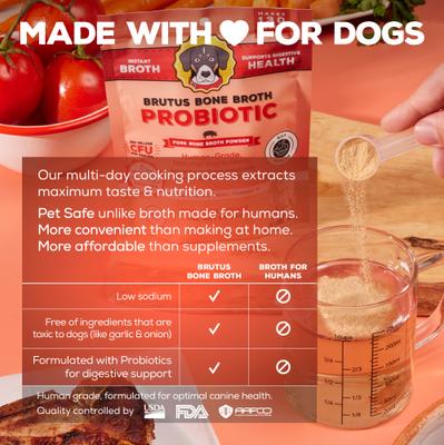 Probiotic Pork Instant Bone Broth Powder Grain-Free Digestive Health Dog Food Topper, 3.5-oz pouch