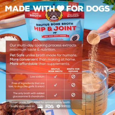 Hip & Joint Beef Bone Broth Powder with Glucosamine Dog Food Topper, 3.5-oz pouch