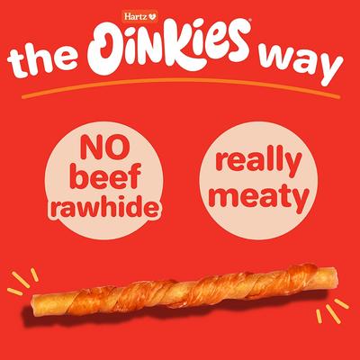 Oinkies Bacon-Wrapped Twists with 100% Real Bacon Rawhide-Free Natural Dog Treats, 14 count