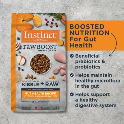 Raw Boost Whole Grain Gut Health Recipe with Real Chicken Dry Dog Food, 3.5-lb bag