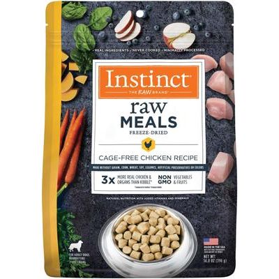 Comida liofilizada para perros adultos sin cereales y con receta de pollo sin jaula Raw Meals, bolsa de 25 oz