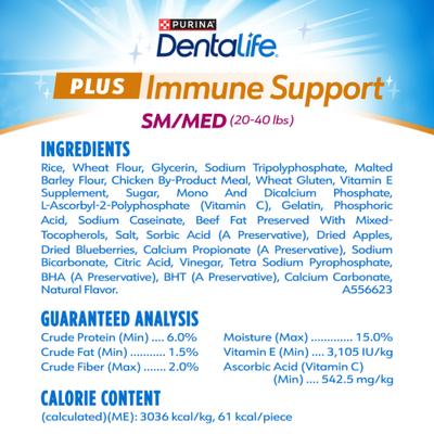 Plus Immune Support Chicken, Apple & Blueberry Flavor Small/Medium Dental Dog Treats, 8 count