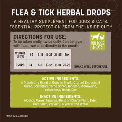 Apothecary Natural Flea & Tick Daily Internal Herbal Drops Oral Supplement for Dogs & Cats, 2-fl oz bottle