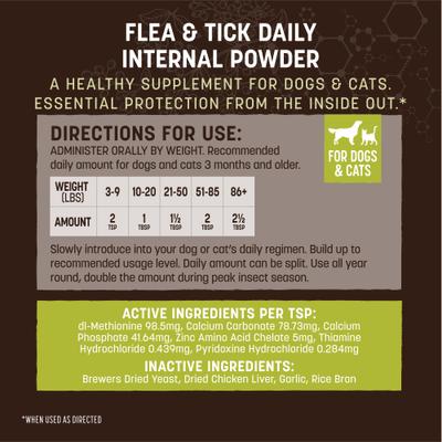 Apothecary Natural Flea & Tick Daily Internal Powder Oral Supplement for Dogs & Cats, 1-lb jar
