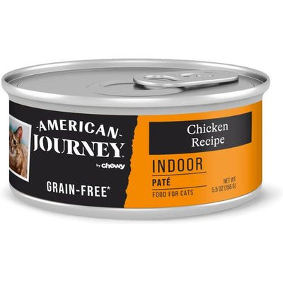 Alimento enlatado para gatos sin cereales con receta de pollo y paté para interiores, 5.5 oz, caja de 24