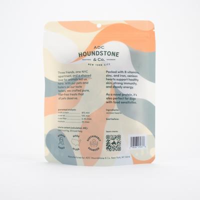 Golosinas liofilizadas para perros Venison Hearts, bolsa de 2 oz