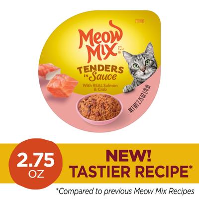 Tenders in Sauce with Real Salmon & Crab Wet Cat Food, 2.75-oz cup, case of 12