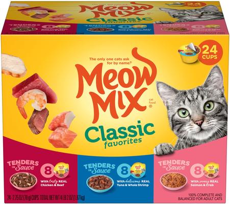 Classic Favorites Tenders in Sauce Variety Pack Wet Cat Food, 2.75-oz cup, case of 24