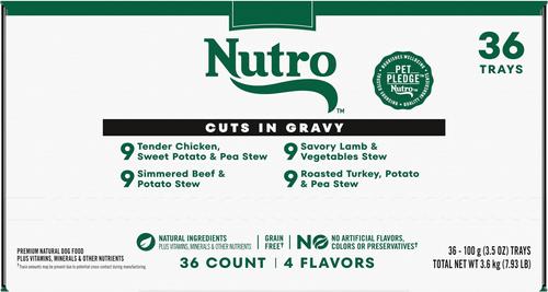 Grain-Free Tender Chicken Stew & Roasted Turkey Stew Cuts in Gravy Variety Pack Wet Dog Food Trays, 3.5-oz can, case of 12