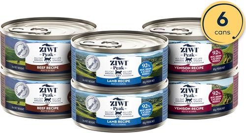 Bundle: ZIWI Peak Chicken, Mackerel & Lamb, Lamb Variety Pack Grain-Free Pate Canned Food, 3-oz can, case of 6 + Venison, Beef, Lamb Variety Pack Grain-Free Pate Canned Cat Food, 3-oz can, case of 6